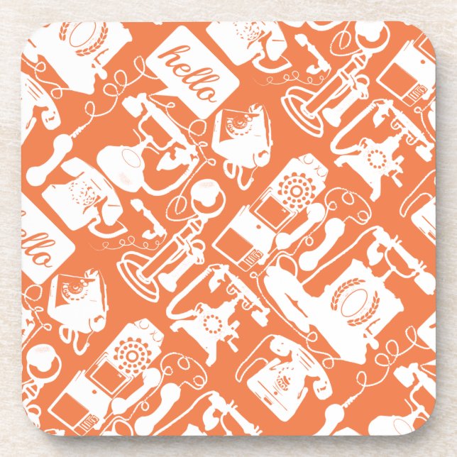 Dessous-de-verre Retro Orange ou n'importe quel Motif téléphonique  (Devant)