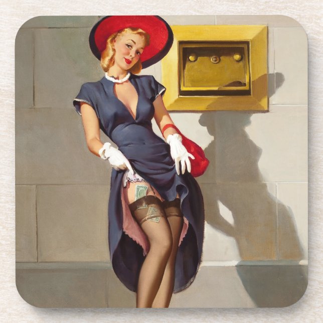 Dessous-de-verre Retro Pin-Up Girl (Devant)