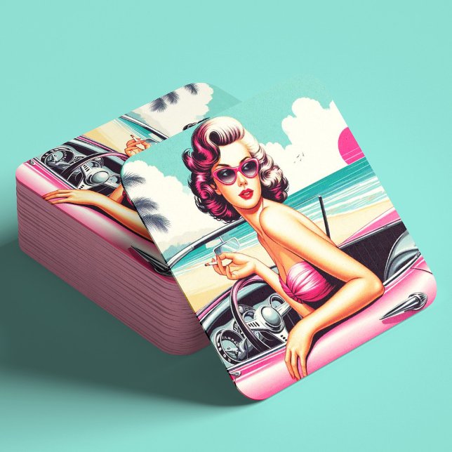 Dessous-de-verre Retro Summer Girl (Créateur téléchargé)