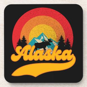 Dessous-de-verre Retro Sunset Alaska Juneau Moose 0Montagnes Wild
