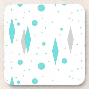Dessous-de-verre Rétro Turquoise Diamond Starburst Plastic Coaster