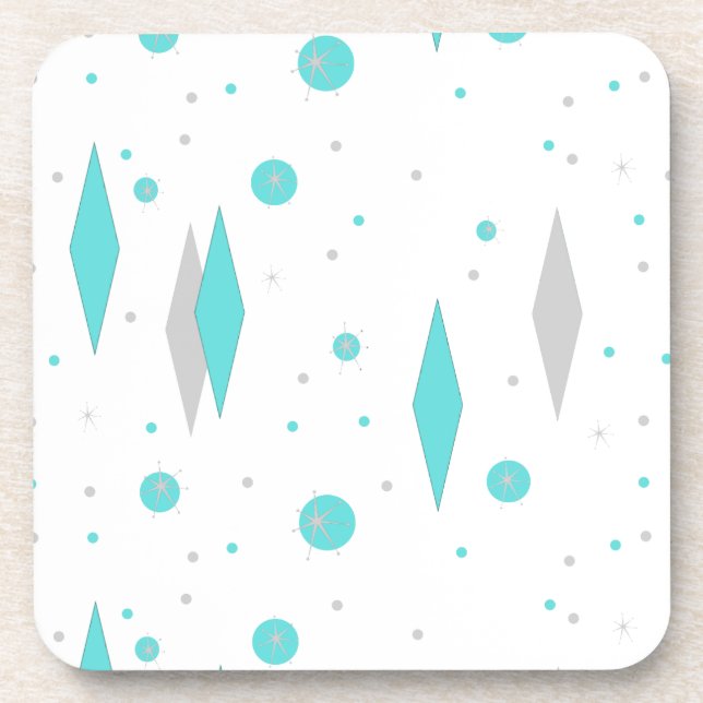 Dessous-de-verre Rétro Turquoise Diamond Starburst Plastic Coaster (Devant)