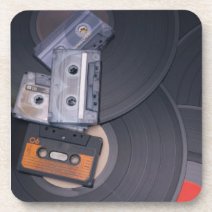 Dessous-de-verre rétros enregistreurs à cassettes et disques vinyle