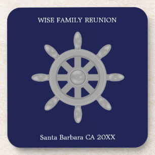 Dessous-de-verre Réunion de famille et navire gris Roue sur bleu ma