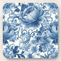 Rêves Bleus | Chinoiserie Aquarelle Florale Blanch