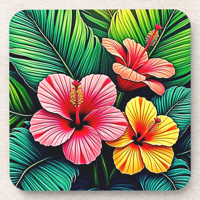 Dessous-de-verre Rêves de jardin de fleurs exotiques (Devant)