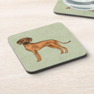 Dessous-de-verre Ridback Rhodésien Chien Brun Mignon Avec Nom Vert