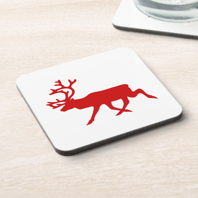 Dessous-de-verre Rindeer rouge / Silhouette caribou (Côté gauche)