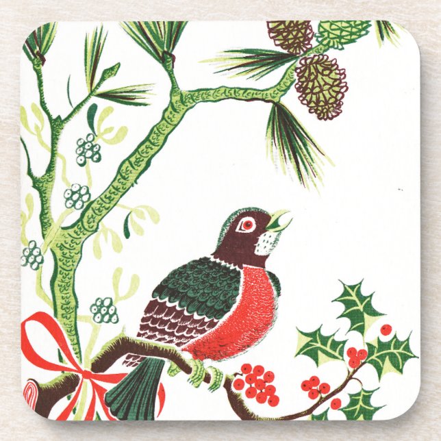 Dessous-de-verre Robin de Noël Vintage (Devant)