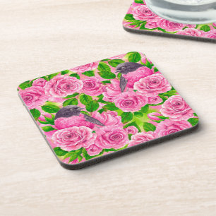 Dessous-de-verre Robin rose et rose