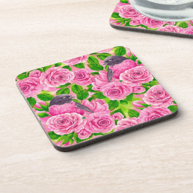 Dessous-de-verre Robin rose et rose (Côté gauche)