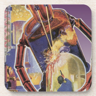 Dessous-de-verre Robot de science-fiction vintage avec les yeux de 