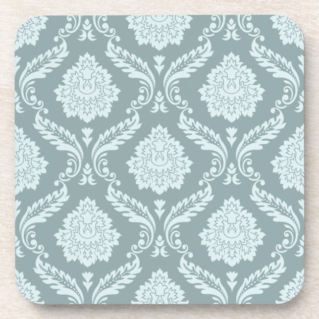 Dessous-de-verre Rococo Damask Pattern Duck Egg Blue+Teal (Devant)