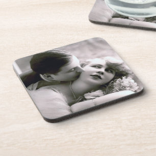 Dessous-de-verre Romantic Couple Vintage Retro Photo Élégant Amour