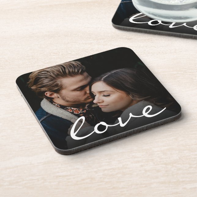 Dessous-de-verre Romantique Custom Photo Love Script rendre unique (Côté gauche)