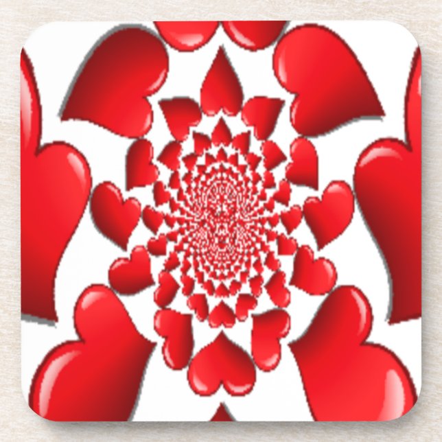 Dessous-de-verre Romantique Red Hearts Art Motif Imprimer (Devant)