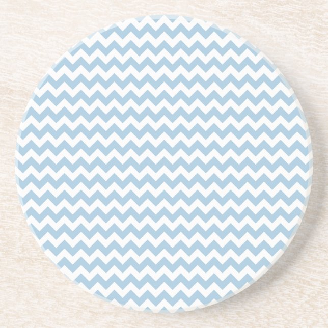 Dessous de verre rond en grès, Chevrons Bleus et B (Devant)