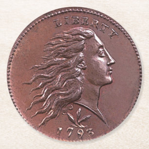 Dessous-de-verre Rond En Papier 1793 grands cents débordants de cheveux