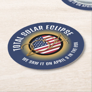 DESSOUS-DE-VERRE ROND EN PAPIER 2024 TOTAL SOLAIRE ECLIPSE USA