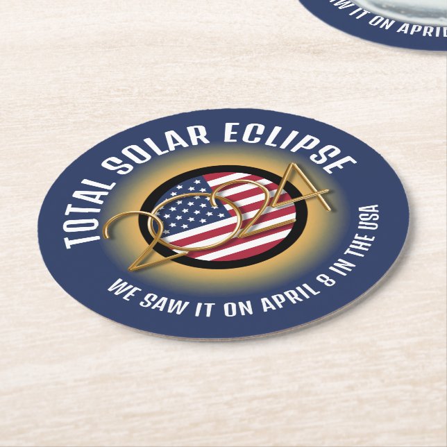DESSOUS-DE-VERRE ROND EN PAPIER 2024 TOTAL SOLAIRE ECLIPSE USA (Incliné)
