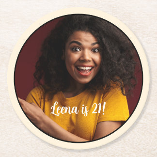 Dessous-de-verre Rond En Papier 21e anniversaire photo Dessous de verre cadre