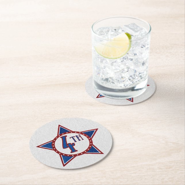 Dessous-de-verre Rond En Papier 4 juillet Parties scintillant (En situation)