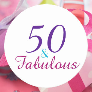 Dessous-de-verre Rond En Papier 50 et fabuleux Anniversaire rose bleu violet