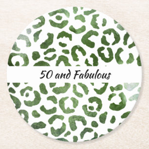 Dessous-de-verre Rond En Papier 50 et Fabulous Green Cheetah Imprimer Abstrait