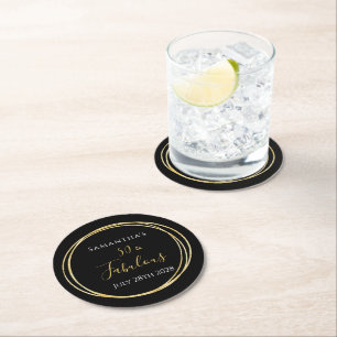 Dessous-de-verre Rond En Papier 50e fête d'anniversaire 50 et Fabulous Black Gold