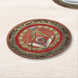 Dessous-de-verre Rond En Papier [600] Master Mason - Carré Or & Compass