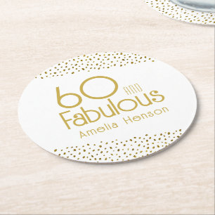 Dessous-de-verre Rond En Papier 60 et Fabulous Gold Parties scintillant 60e annive