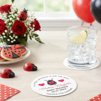 Dessous-de-verre Rond En Papier A Little Love Bug Is On The Way Ladybug