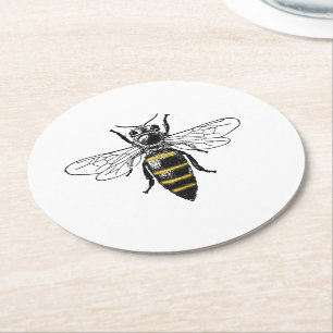 Dessous-de-verre Rond En Papier Abeille Vintage Preppy Heraldic #2 Armoiries C