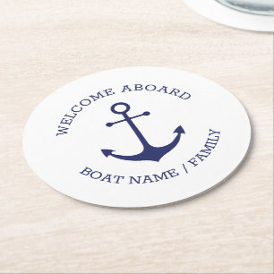 Dessous-de-verre Rond En Papier Accueil personnalisé à bord ancre nautique marin