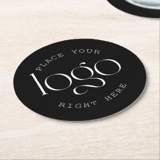 Dessous-de-verre Rond En Papier Add Your Own Custom Business Logo Modern Black