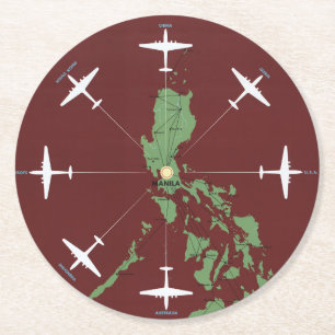 Dessous-de-verre Rond En Papier Affiche Vintage voyage Pour Philippine Air Lines