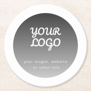 Dessous-de-verre Rond En Papier Ajouter un logo   Bordure blanche gris foncé
