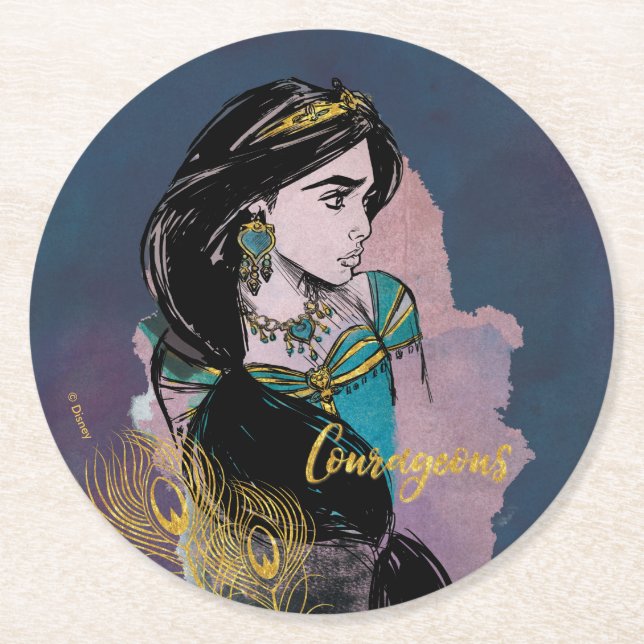 Dessous-de-verre Rond En Papier Aladin| Courageux Jasmine (Devant)