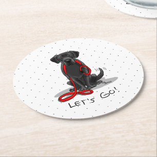 Dessous-de-verre Rond En Papier Allons-y ! Black Labrador Retriever - mignon chien
