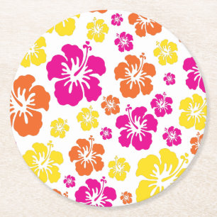 Dessous-de-verre Rond En Papier Aloha Cute Hawaiian 1er Anniversaire Thème de fête
