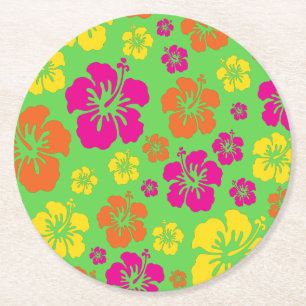 Dessous-de-verre Rond En Papier Aloha Cute Hawaiian Kid's Birthday Party