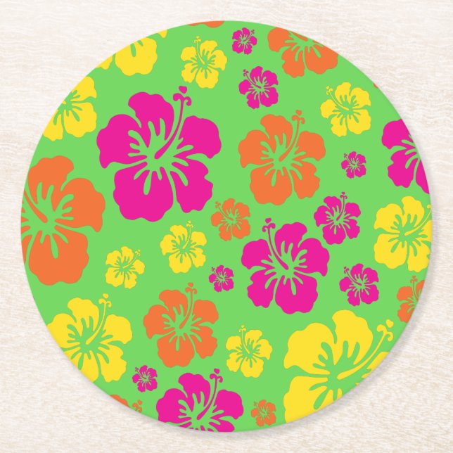 Dessous-de-verre Rond En Papier Aloha Cute Hawaiian Kid's Birthday Party (Devant)