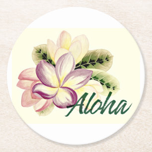Dessous-de-verre Rond En Papier Aloha Plumeria