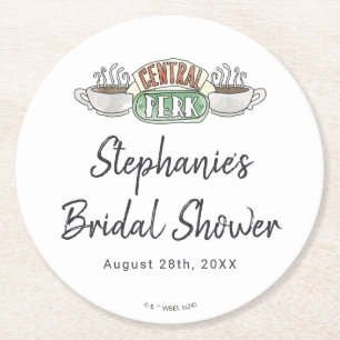 Dessous-de-verre Rond En Papier AMIS™   Fête des mariées d'aquarelle Perk Central