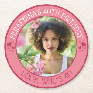 Dessous-de-verre Rond En Papier Amusants Photo personnalisée 40e anniversaire Fête