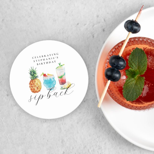 Dessous-de-verre Rond En Papier Amusants Sip Back Cocktails Anniversaire Fête (Créateur téléchargé)
