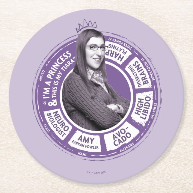 Dessous-de-verre Rond En Papier Amy Farrah Fowler - Graphique d'informations (Devant)
