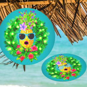 Dessous-de-verre Rond En Papier Ananas Dame Chanteuse Tropicale Sassy