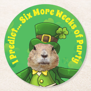 Dessous-de-verre Rond En Papier Animal de fête de la marmotte de la Saint-Patrick