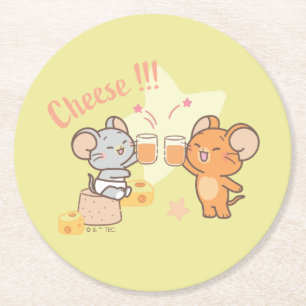 Dessous-de-verre Rond En Papier Anime Tuffy et Jerry Cheese au fromage
